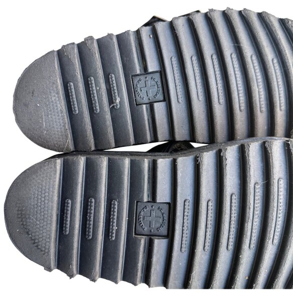 Dr. Martens Blaire Black Leather Slide Sandals Size 7 Triple Strap & Buckles - Picture 12 of 13